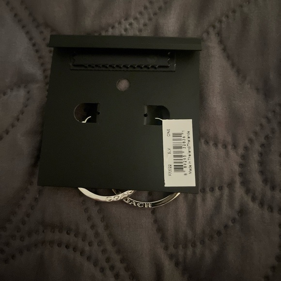 COACH Branded Silver Hoop Earrings - Picture 2 of 3